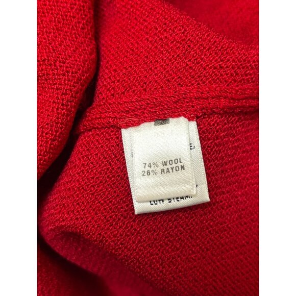 NWOT St. John Red Wool Ruffle Cardigan Long Sleeve Size 12 - Picture 9 of 10